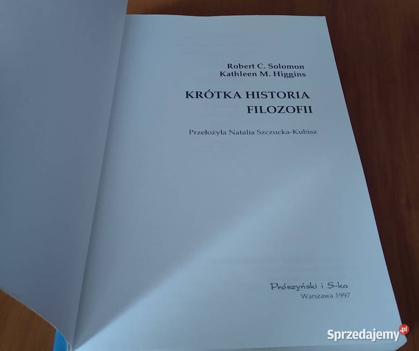 Krótka historia filozofii Robert C Solomon pomorskie Gdańsk sprzedam