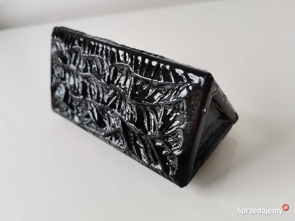 Stary czarny wazon szkło hialitowe HSG Hortensja Porcelana i szkło Antyki, Sztuka, Kolekcje śląskie Katowice