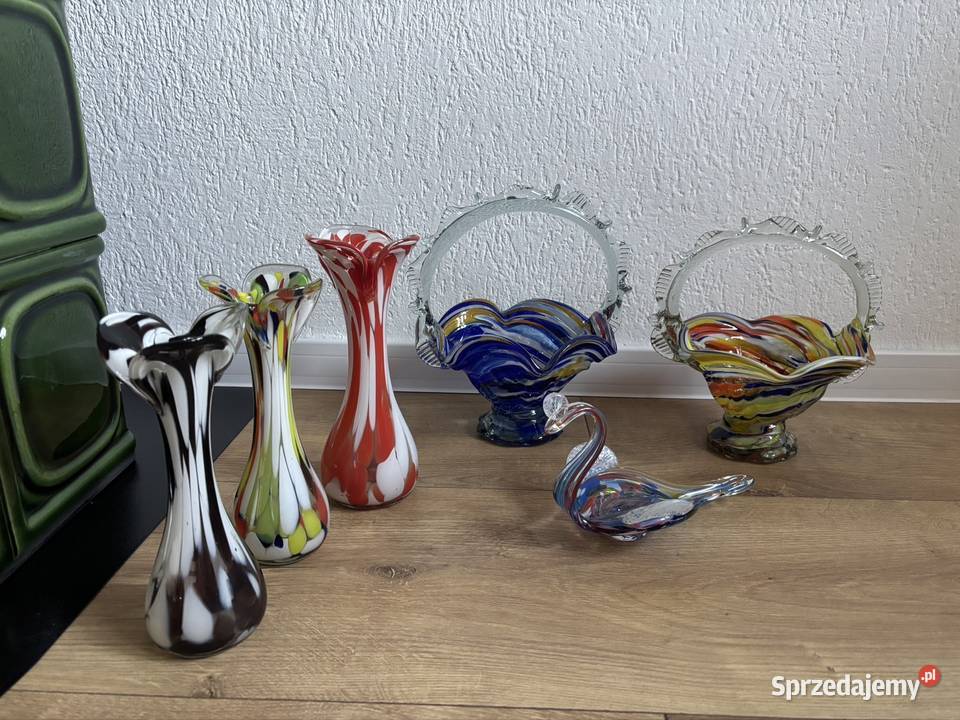 Szkło kolorowe PRL Porcelana i szkło Antyki, Sztuka, Kolekcje Woźniki