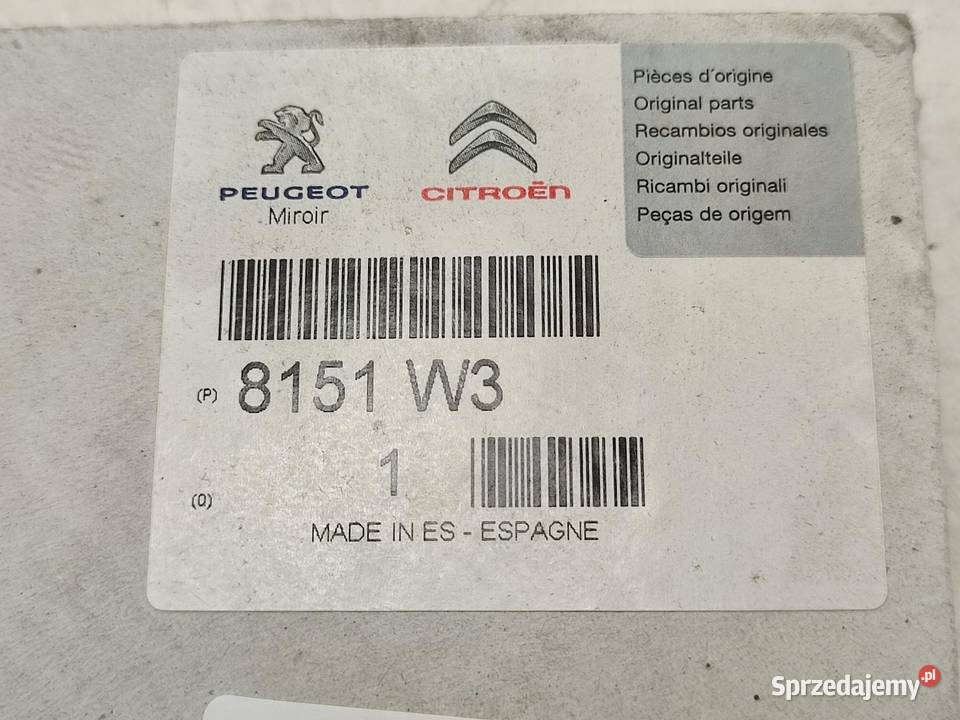 WKŁAD LUSTERKA LEWEGO PEUGEOT PARTNER 5 G 9608