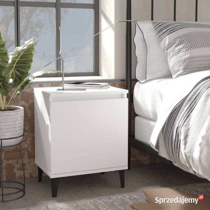 Szafka nocna z metalowymi nóżkami biała 40x30x50 mazowieckie