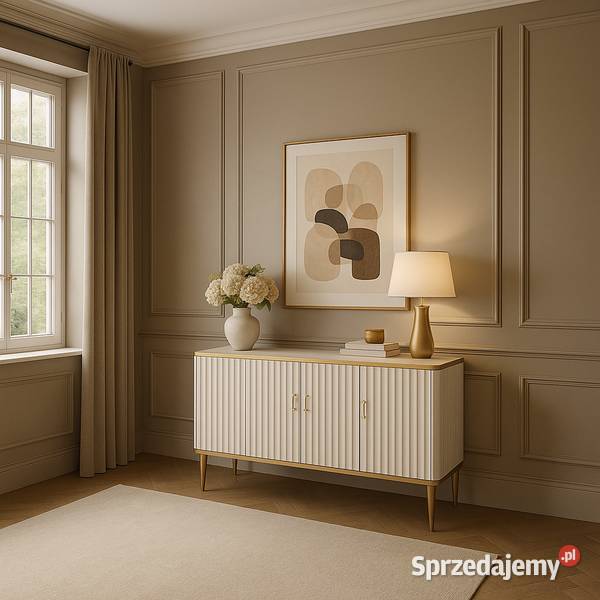 Złota komoda ryflowana Agi 160x40x87 małopolskie Golkowice