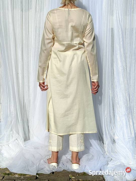 Długa sukienka bawełniana S 36 haftowana zachodniopomorskie