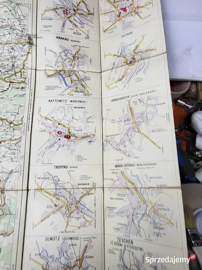 MAPA PAPIEROWA ANTYK VINTAGE 1918 MAPA NA Rybnik