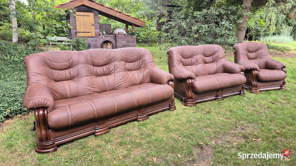 Komplet wypoczynkowy 3 2 1 Nowa skóra naturalna Śmigiel