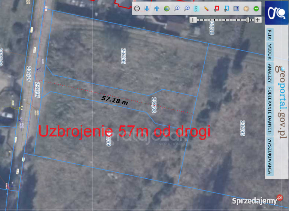 sprzedaży działki Orle 2050m2