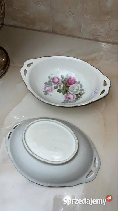 2 Porcelanowe miseczki paterki Owalne Z różami Porcelana i szkło pomorskie Gdańsk