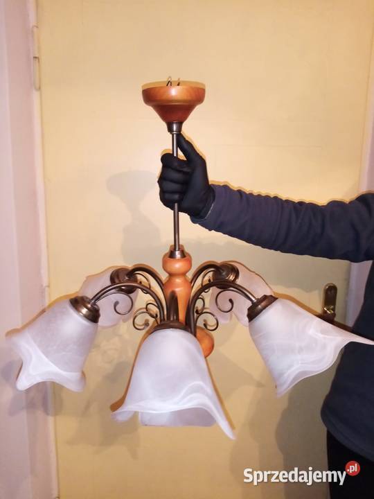 Żyrandol lampa sufitowa z pięcioma kloszami biały Wola Radziszowska