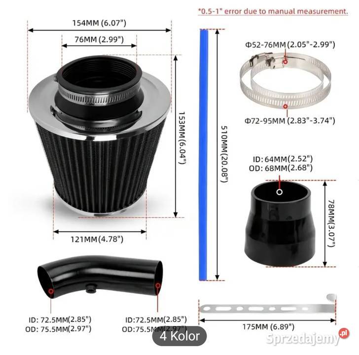 STOŻKOWY FILTR DOLOTU POWIETRZA 76mm3inch lubelskie Nałęczów