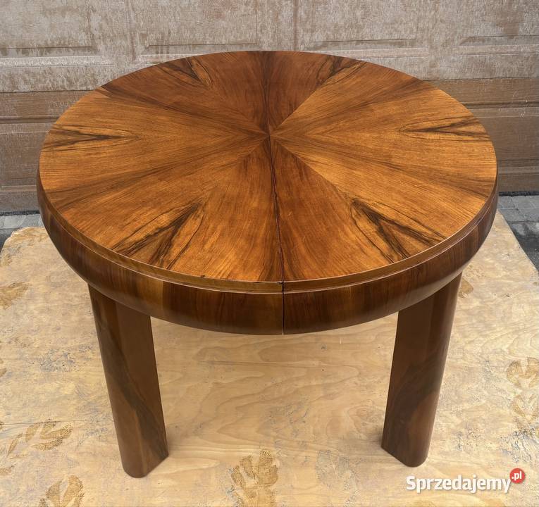 Stół Okrągły Orzech Beczką 112 Rozkładany Antyk Meble Warszawa