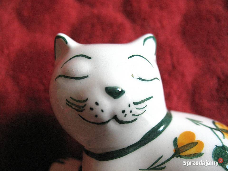 KOT w kwiaty malowany 10 x 11 x 5 Figurka z mazowieckie