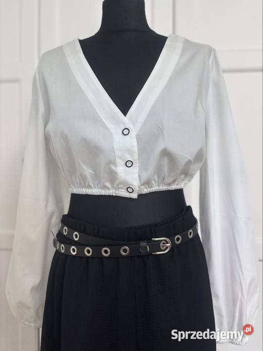 Top bluzka koszulowa z bufiastymi rękawami