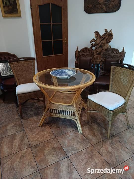 Zestaw ratanowy stół i dwa krzesła Lipno