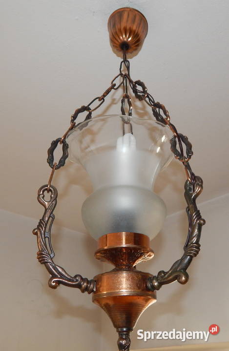 Rustykalna antyczna lampa miedziana Unikatowy Antyki, Sztuka, Kolekcje warmińsko-mazurskie Elbląg