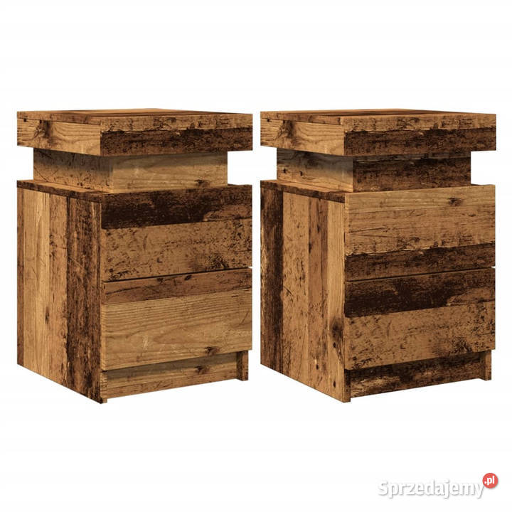 Szafki nocne z LED 2 stare drewno 35x39x55 Warszawa sprzedam