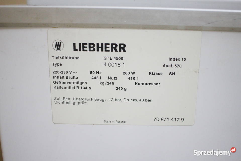 Zamrażarka skrzyniowa LIEBHERR GTE 4500 410 L Pszczyna