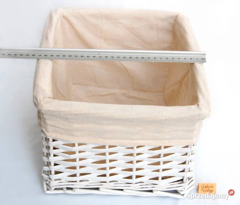 Kosz pleciony rattanowy biały z bawełnianym Lublin
