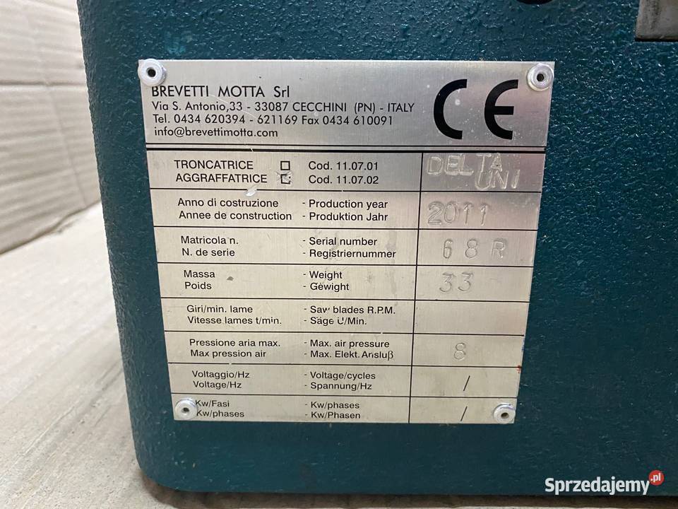 Zszywarka Spajarka do ramek BREVETTI Delta Uni Kalwaria Zebrzydowska