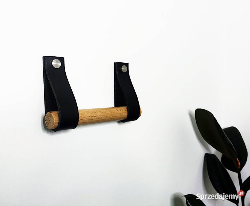 uchwyt na papier toaletowy loft ze skóry czarny Olsztyn