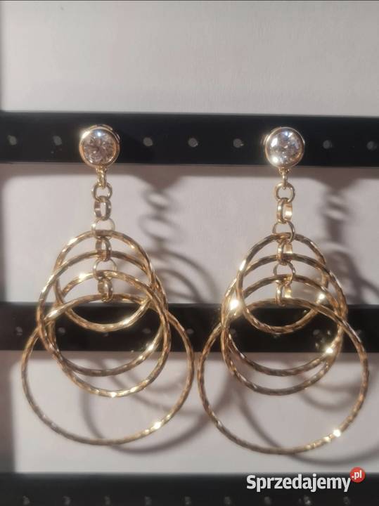 Piękne Kolczyki Srebro pr 925 pozłacane złocone Szczecin
