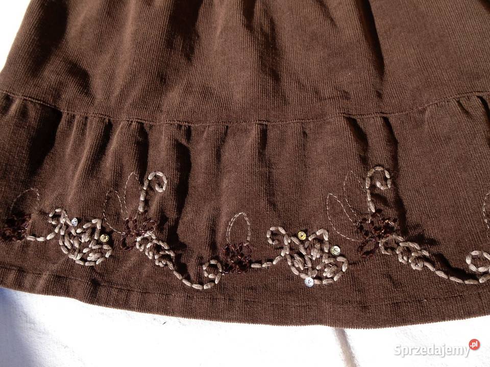 Sztruksowa spódnica Falbany Haft 38 40 Nowy Sącz sprzedam