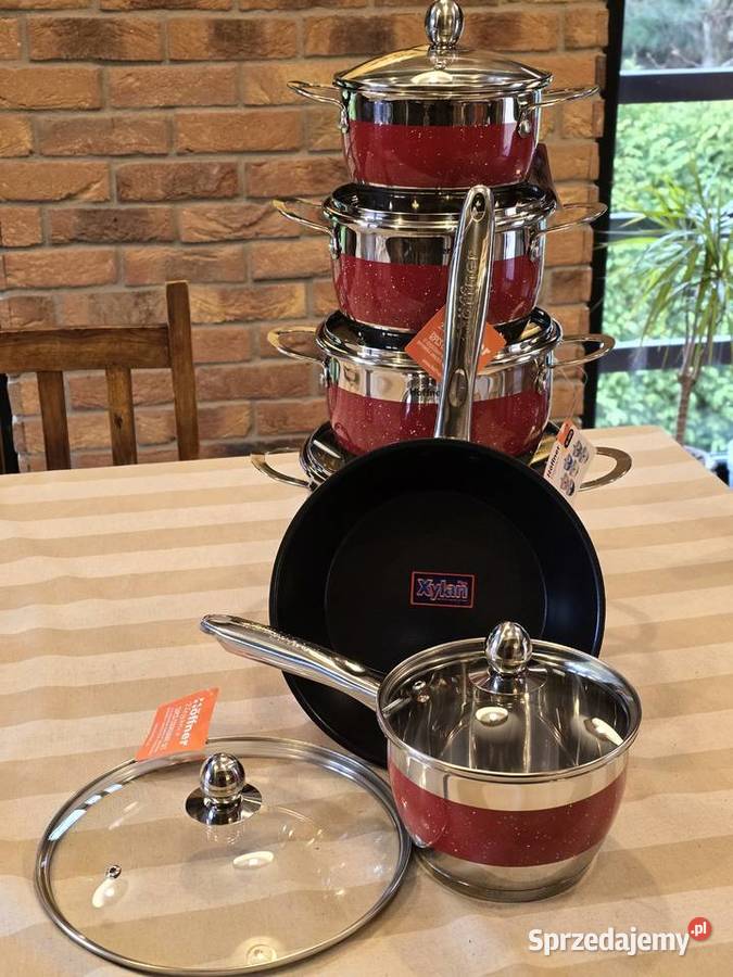 279 Garnki nierdzewne czerwone Hoffner Zabrze