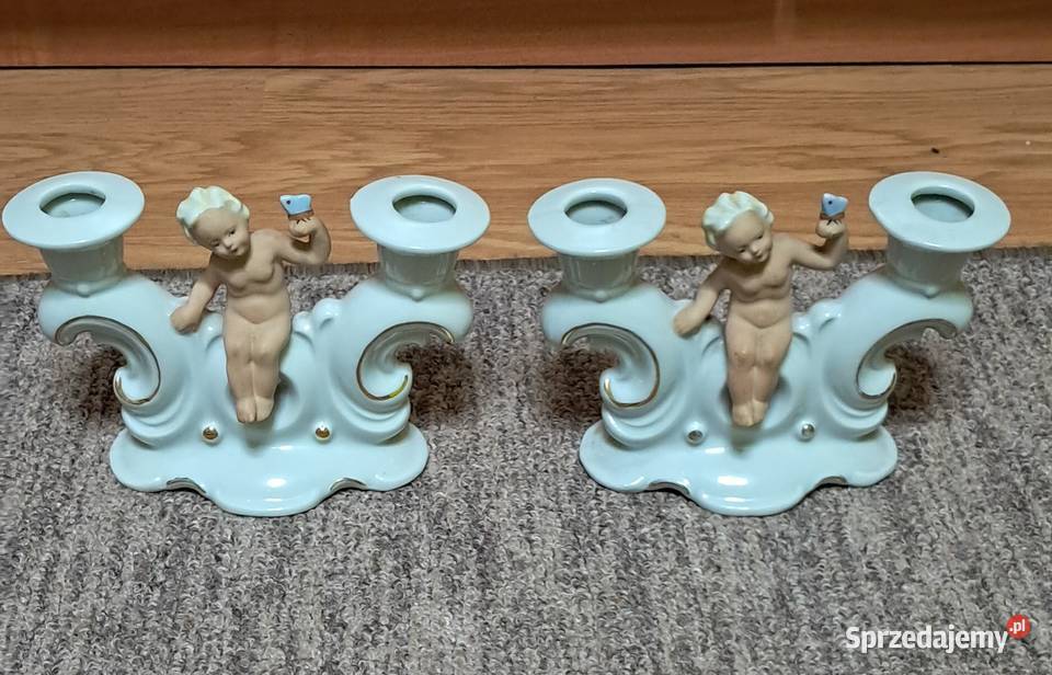 Stare świeczniki 3 porcelana Wagner Apel Niemcy podlaskie