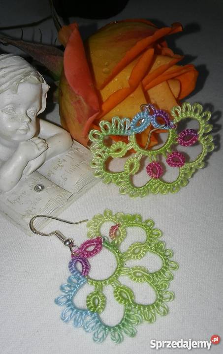 Kolczyki Frywolitkowe Wiśniowa