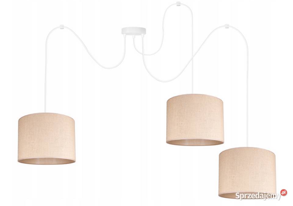 LAMPA SUFITOWA WISZĄCA ŻYRANDOL ABAŻUR potrójna Choroszcz