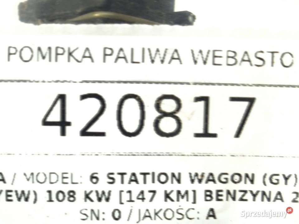 POMPKA PALIWA WEBASTO MAZDA 6 GY 20 147 PALIWA sprzedam