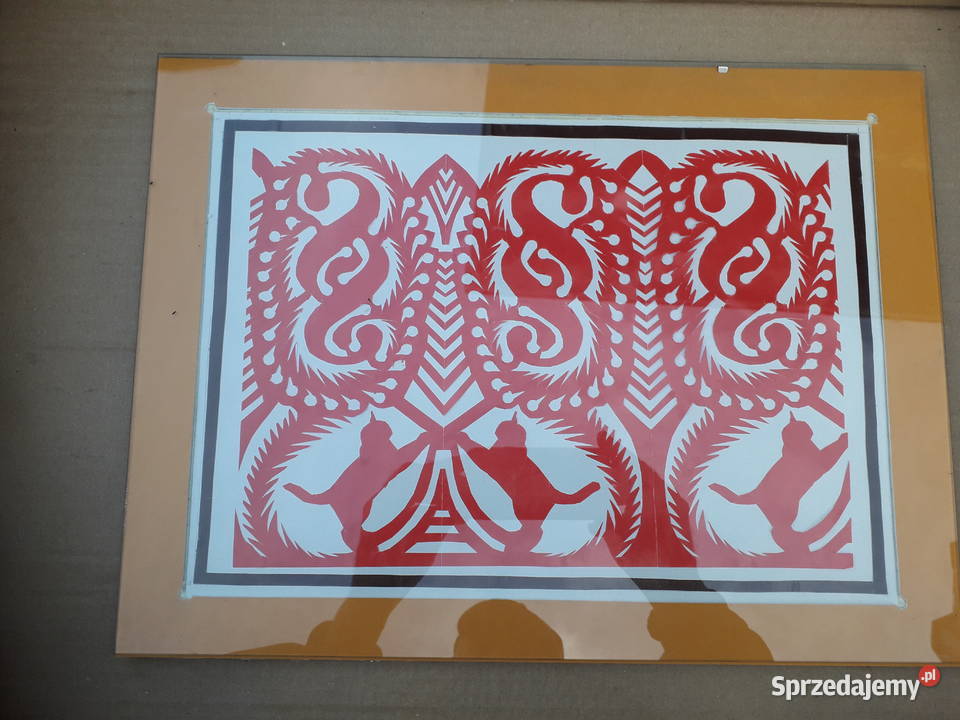 Wycinanka ludowa z papieru oprawiona do