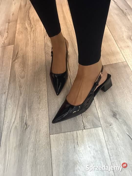 41 czarne czółenka wieczorowe z odkrytą Pięta czarny Damskie Kraków