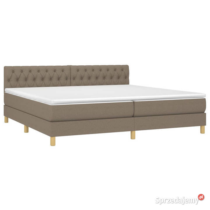 Łóżko kontynentalne z materacem taupe tkanina 203cm