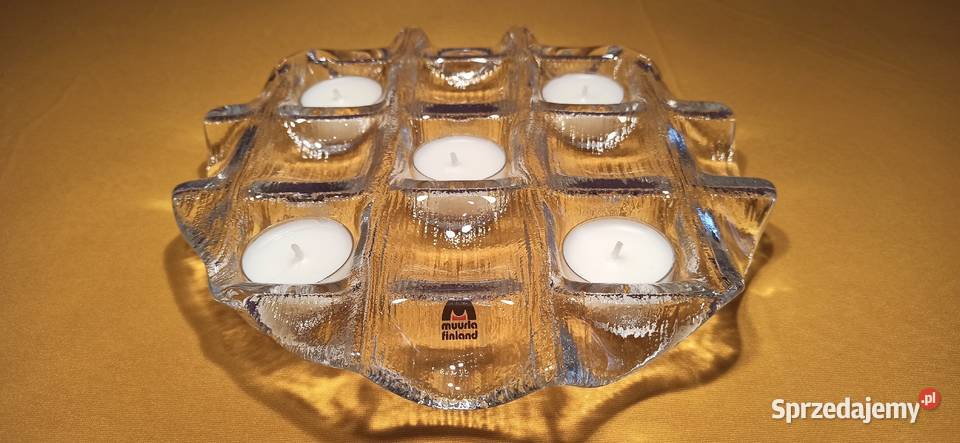 Finlandia MUURLA Art Glass świecznik KRATKA na 5 Jasień
