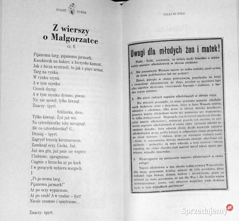 Nalej mi wina Julian Tuwim Pozostałe lubelskie Chełm sprzedam