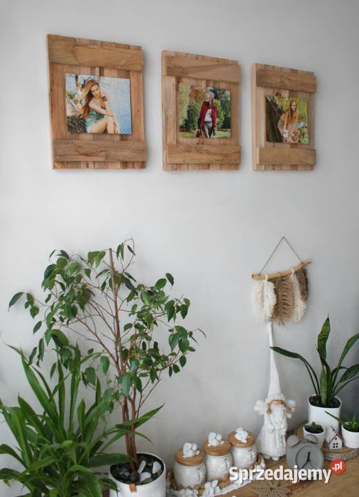 3x ramka drewniana na zdjecie obraz tryptyk odcienie brązowego Dekoracje i ozdoby Krosno