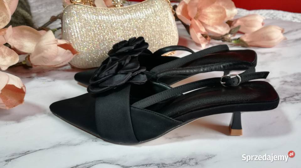 szpilki czarne satynowe Czółenka Warszawa sprzedam
