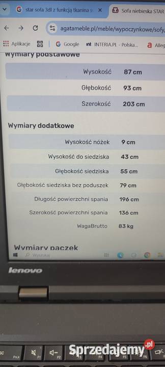 Sofa Star 3DL z funkcją spania 93cm Rybnik
