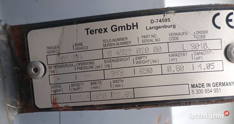 Łyżka do żwiru Terex 185 08 m3 Końskowola