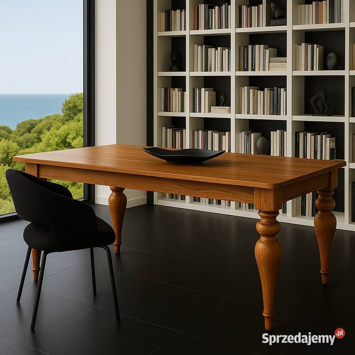 Stół biuro lity dąb frezowane nogi 240x90 mazowieckie Piaseczno