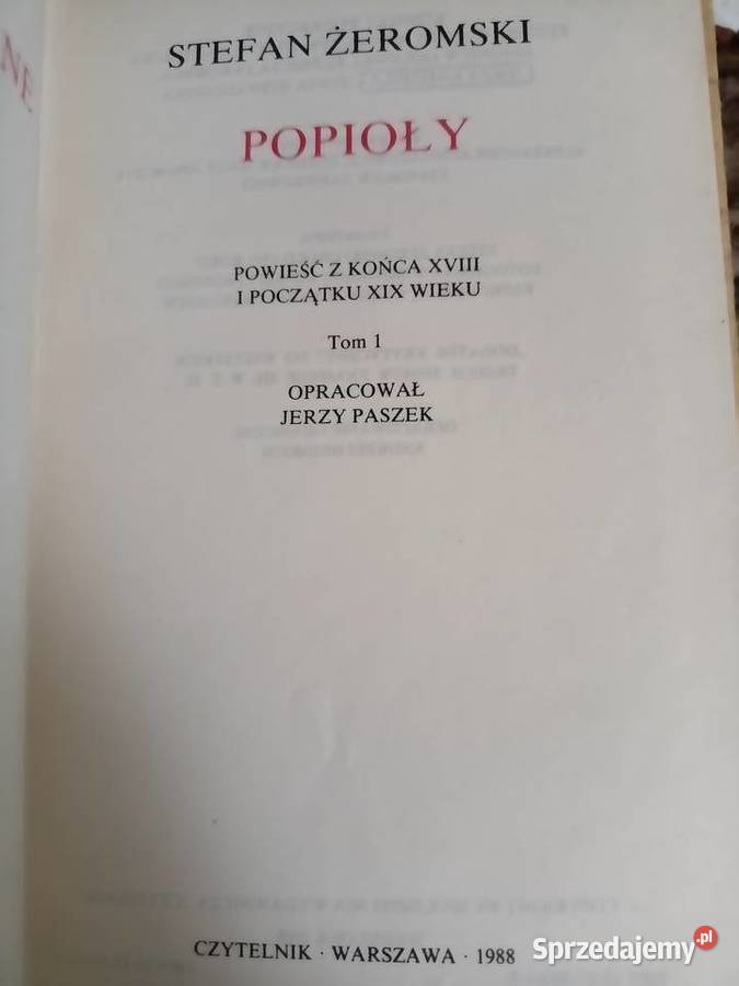 Popioły ładne wydanie lektury szkolne księgarnia Warszawa