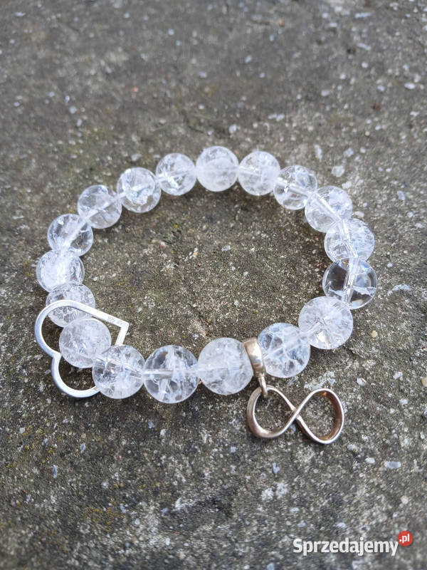 Bransoletka z Kryształu lodowego 10mm z sercem i Kielce sprzedam