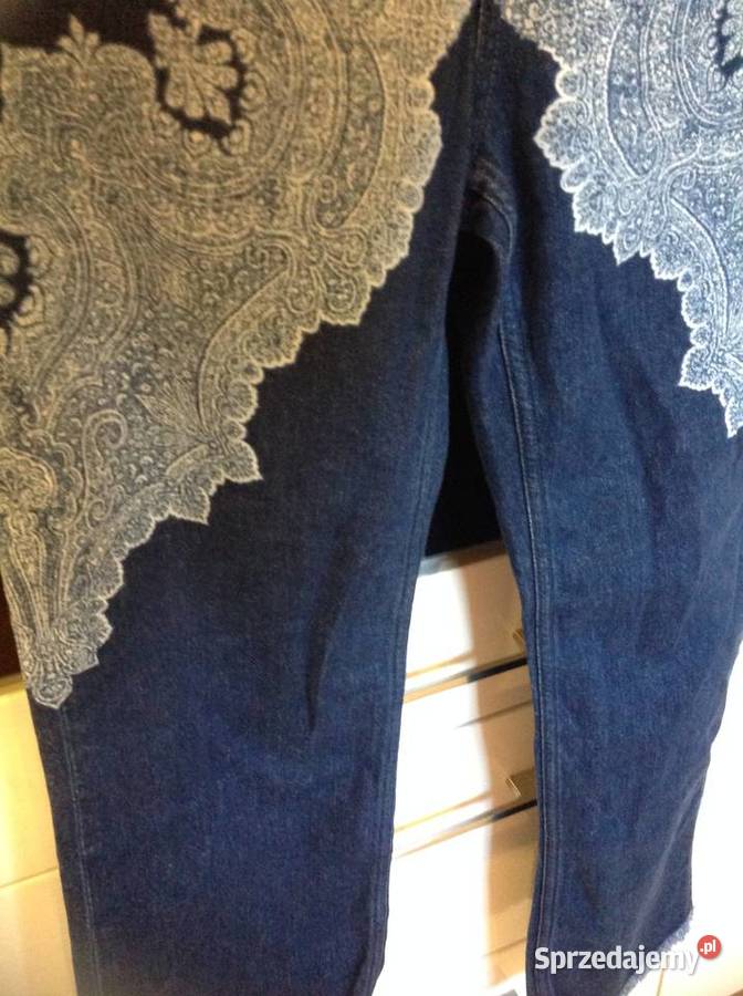 Spodnie Dzwony Jeans Damskie S Print Pasley NOWE Długie Moda i Styl Nowa Sól
