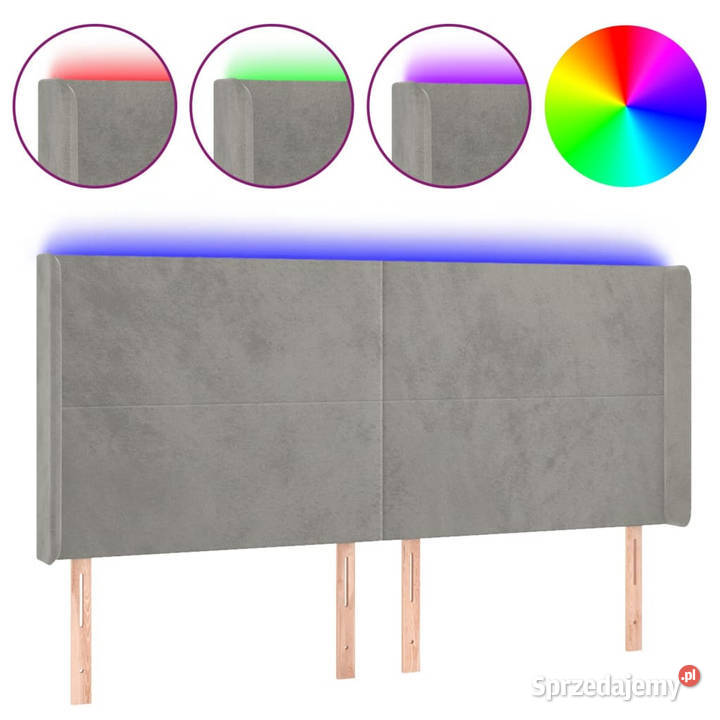 Zagłówek do łóżka z LED jasnoszary 183x16x118128 Warszawa sprzedam