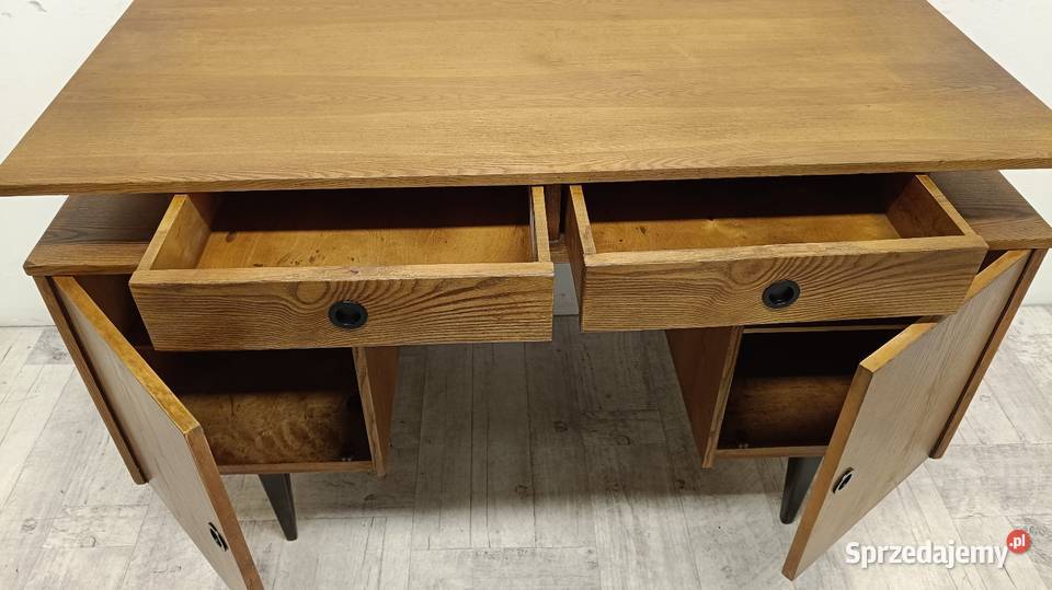 biurko PRL dwustronne vintage design z łódzkie Radomsko