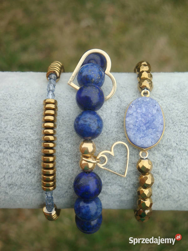 Bransoletka z Lapis lazuli z zawieszkami sercami Bransoletki Kielce