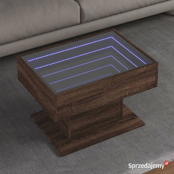 Stolik kawowy z LED brązowy dąb 70x50x45 Warszawa sprzedam