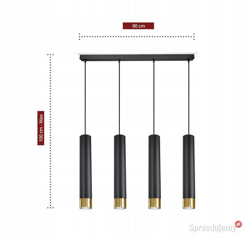 Lampa Wisząca SPOT Tuby Metal Czarna Złota GU10