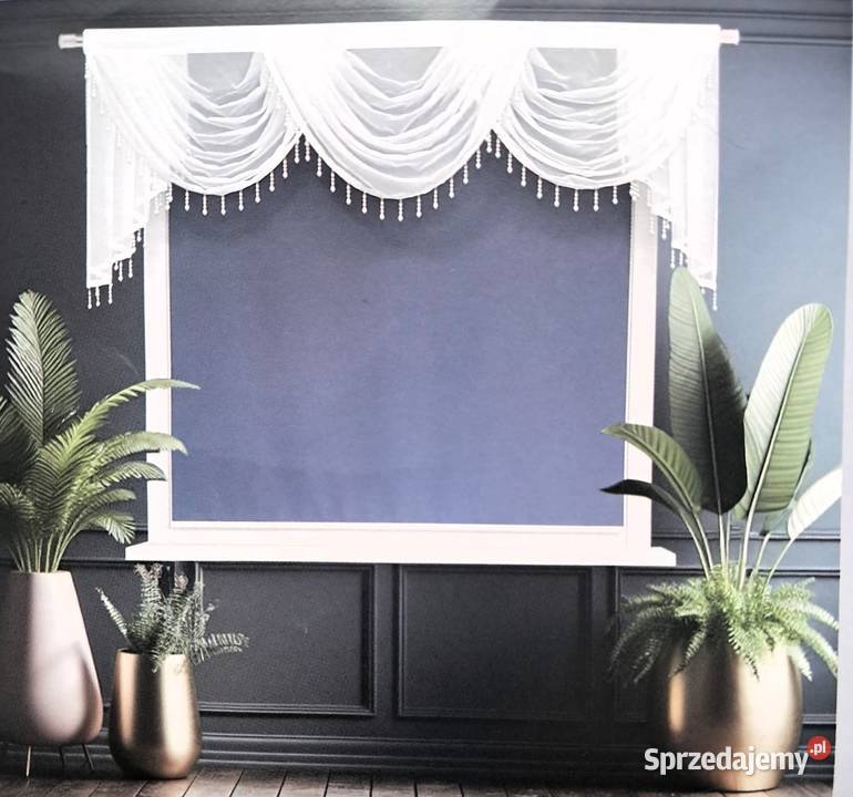 Nowa krótka firana z koralikami lambrekin woda Firany Katowice sprzedam