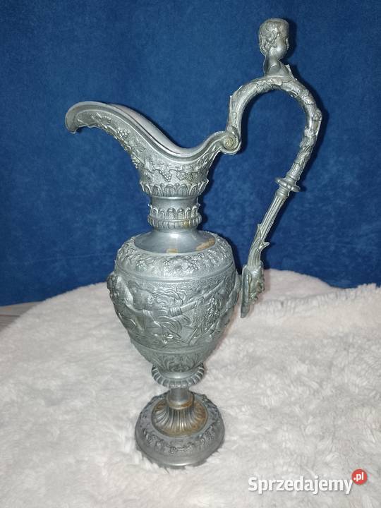 stara antyczna amfora cyna cynowa rzeźbiona Kraków